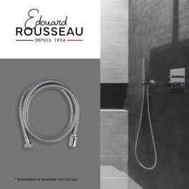 Edouard Rousseau EDR3047404226343 Flexo de ducha, Tuercas metálicas anti-torsión, Reductor caudal, 1.5m, Acero Inoxidable Cromado, Doble Grapa