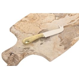 DKD Home Decor Tabla de Cortar Moderna de Mármol y Acero Inoxidable Beige Dorado 38x20x1.5 cm Set de 2