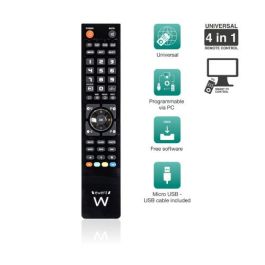 Ewent EW1570 Mando a distancia universal 4 en 1, programable por PC Windows para TV, DTT, SAT, DVD, Blu-ray, Proyector, Barra de sonido, VCR. Negro