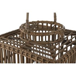 DKD Home Decor Portavela Indonesia 1c24 Natural Ratan Cristal 35x35x35 cm