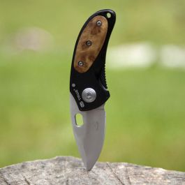True Jacknife tu576k - Navaja pequeña robusta y resistente, mango de madera de caoba, cuchilla de acero inoxidable grado 420