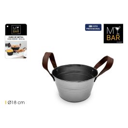 Inde Cubo Metal con Asas de Piel Gris 18 cm para Bar (24 Unidades) Precio: 32.99000023. SKU: B1BMT5G9A4