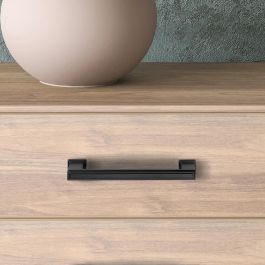 Emuca Lote de 5 tiradores para mueble Tanger, L147.5mm, intereje 128mm, Zamak, Pintado negro