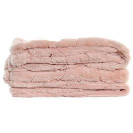 DKD Home Decor Manta Poliéster Rosa Palo Urban 170 x 130 cm 880 gsm para Sofá (2 Unidades)