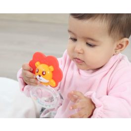 KioKids Mordedor Sonajero León de Silicona Naranja para Alivio Dentición y Estimulación Sensorial Bebés +3 Meses