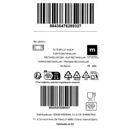 La Mediterranea Fuente Rectangular Albus 30 x 15 cm (18 Unidades)