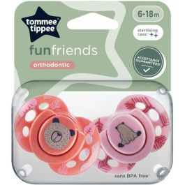 Chupete - TOMMEE TIPPEE - FUN - 6-18 meses - Set de 2 chupetes simétricos sin BPA - Cápsula de esterilización reutilizable