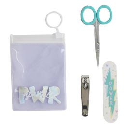 Cosmetic Club Juego de Manicura 3 Piezas con Lima, Tijeras y Cortaúñas en Bolsa Zip