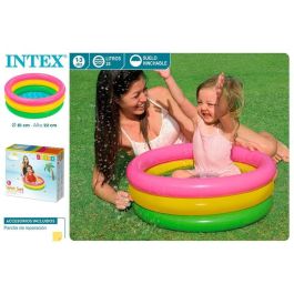 Intex Piscina Hinchable 3 Aros Colores con Suelo Hinchable Capacidad 28 Litros para Niños de 1 a 3 Años 61x22 cm Modelos Surtidos