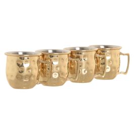 DKD Home Decor Mug Loft Dorado 15 x 6 x 5 cm Set de 4 Piezas Chupito Moscow Mule 60ml