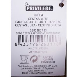 Privilege Set 3 Cestas Mimbre Redondas Ø26 cm, 20 cm, 17 cm (4 Cajas)