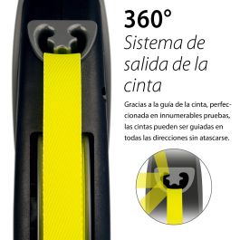 Flexi Correa Giant L Cinta 8m Neon para Perros, con Empuñadura Suave de Plástico y Nylon para Paseos Largos y Gran Libertad de Movimiento