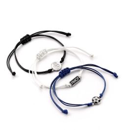 THE CARAT SHOP Set 3 Pulseras de la Amistad Real Madrid con Licencia Oficial Escudo y Logo Ajustables Negra Azul Blanca Aleación de Zinc