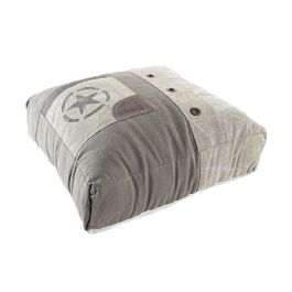 DKD Home Decor Vintage 1993 Cojin Suelo 50 x 14 x 50 cm Algodon Piel Marron Beige