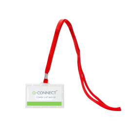 Q-connect KF03303 Identificador con cordon plano rojo y apertura lateral 94x60 mm