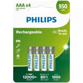 Pack de 4 Pilas AAA Philips R03B4A95/10/ 1.2V/ Recargables