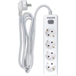 Regleta con Interruptor Philips SPN3042WA/10/ 4 Tomas de Corriente/ 2 USB/ Cable 2m/ Blanco