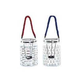 DKD Home Decor Portavela Decorativo Mediterráneo de Cristal y Acero Colección Costa Peces Multicolor Surtido (6 Unidades) 16x23.5x16 cm