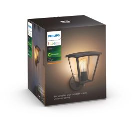 Philips Hue Aplique Pared Exterior Inteligente Inara, Aluminio Negro, 550lm, IP44, Luz Blanca Cálida, Regulable para Jardín/Patio