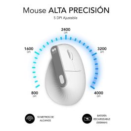 SUBBLIM NATURE VERTICAL ERGO DUAL MOUSE BATTERY WHITE