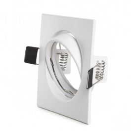 Aro Foco Downlight Empotrable Basculante Cuadrado de Aluminio Blanco 83x83mm para Lámparas GU10/GX5.3