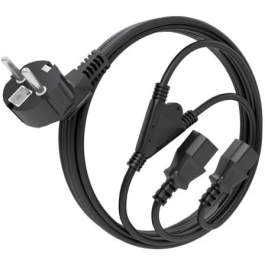 AISENS - CABLE ALIMENTACION CPU, CEE7/M-2xC13/H, NEGRO, 1.8M