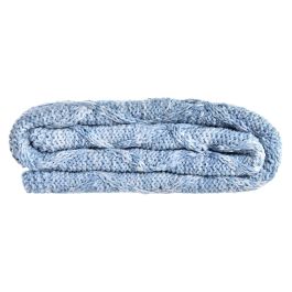 DKD Home Decor Plaid Alpino Azul Celeste 125 x 150 cm (2 Unidades) Poliester