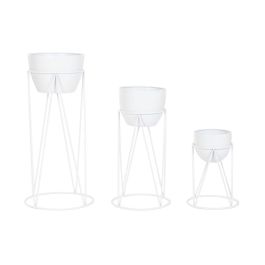 Macetero Home ESPRIT Blanco Metal Urbano 38 x 38 x 80 cm (3 Piezas)