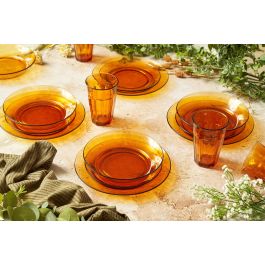 Duralex Lys Vajilla Ámbar 12 piezas (4 Llanos 23.5 cm, 4 Hondos 19.5 cm, 4 Postre 19 cm) (2 Unidades)