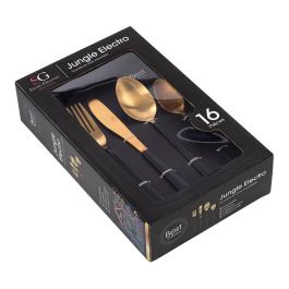 Atmosphera Cubertería Jungle Edition 16 Piezas Acero Inoxidable Negra y Dorada