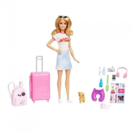 Barbie Barbie Voyage Muñeca con 14 Accesorios para 3 años y +