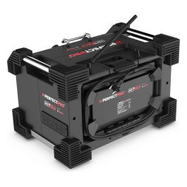 PerfectPro ROCKHART 18V Baustellenradio - Radio de obra digital con DAB+/FM, Bluetooth 5.2, NFC, 60W, 4 altavoces, resistente a golpes y agua (IP44), Negro/Rojo