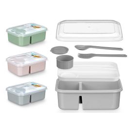Fiambrera Kinvara con separador de cubiertos, 3 compartimentos, 1.8L + salsero 100ml, 20x14x8 cm, colores varios (12 Unidades) Precio: 36.49999969. SKU: B1EK3VB3ZP