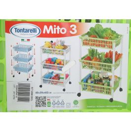 Tontarelli Carrito Verdulero 3 Cestos 40x29x62 cm Mito 3 Verde (12 Unidades)