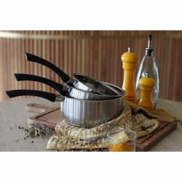Menastyl 6020242 Cacerola de Cocina de Acero Inoxidable 18 cm, Apta para Todo Tipo de Cocinas y Placas de Inducción