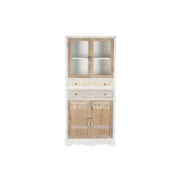 DKD Home Decor Armario Boho Abeto y Cristal, 4 Puertas, 2 Cajones, 2 Estanterías, Natural Blanco, 180x80x42 cm DKD Home Decor Armario Boho Abeto y Cristal, 4 Puertas, 2 Cajones, 2 Estanterías, Natural Blanco, 180x80x42 cm