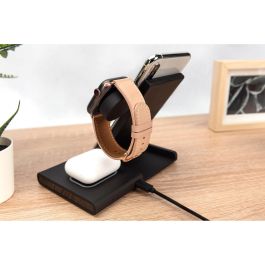 Digitus Estación de Carga Inalámbrica 3 en 1 Plegable para Apple Watch, Airpods, iPhone - Sin Contacto, 15W, Negra