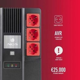 NGS FORTRESSBUNKER SAI Offline 600VA/360W con 6 Salidas Schuko (3 con Batería) y AVR, Protección Eléctrica para PC y Oficina NGS FORTRESSBUNKER SAI Offline 600VA/360W con 6 Salidas Schuko (3 con Batería) y AVR, Protección Eléctrica para PC y Oficina