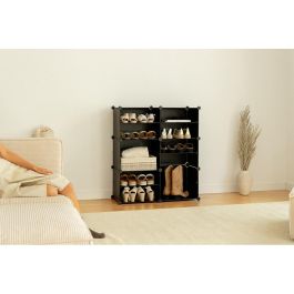 Newlux Cube c6 Zapatero Modular Negro 83x32x95 cm, 12 Compartimentos para 24 Pares con Puertas Abatibles y Ventilación