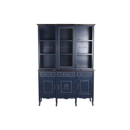 DKD Home Decor Paris 2023 Vitrina Atlantico Azul Marino Marron 44 x 199 x 141.5 cm Paulownia Cristal