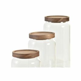 Bote Basicos DKD Home Decor Transparente Natural 10 x 20 x 10 cm Set de 3