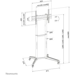 Neomounts FL50-540BL1 Carro Móvil Soporte de Suelo para Pantallas 37-70" Carga 50kg, Ajuste Altura 128.5-145cm, VESA 600x400 Negro