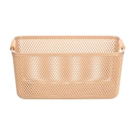 Kipit Cesta de Plástico con Asa de Bambú Beige 32x20,5 cm (Set de 24)