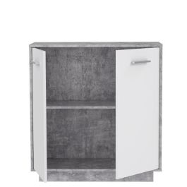 Unidad de almacenamiento PILVI con 2 puertas - Hormigón blanco y gris claro - An. 82,9 x An. 34,2 x Al. 88,1 cm Unidad de almacenamiento PILVI con 2 puertas - Hormigón blanco y gris claro - An. 82,9 x An. 34,2 x Al. 88,1 cm