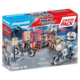 PLAYMOBIL 71381 Starter Pack Policía - City Action - Con un policía, un bandido, motos y accesorios - A partir de 4 años