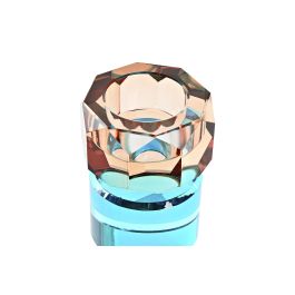 DKD Home Decor Portavela Moderno Bicolor Viridian (Verde Azulado) Ambar Cristal 7 x 9 x 7 cm