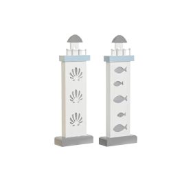 Figura Decorativa DKD Home Decor 14 x 5,5 x 40 cm Azul Blanco Faro Espirales Concha Mediterráneo (2 Unidades) Precio: 18.49999976. SKU: S3042314