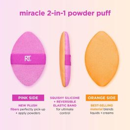 Real Techniques MIRACLE 2 IN 1 Powder Puff Duo - Set 2 Esponjas/Borlas de Maquillaje Doble Cara para Acabado Suave 'Efecto Filtro'
