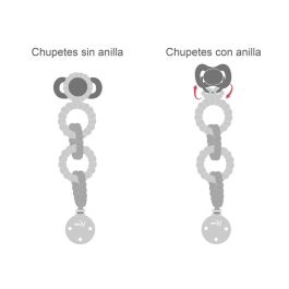 KioKids Sujetachupetes de Silicona Azul Anillado para Bebé +0 Meses