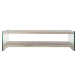 Mesa de Centro DKD Home Decor Multicolor Transparente Natural Madera Cristal Madera MDF 130 x 65 x 35,5 cm
